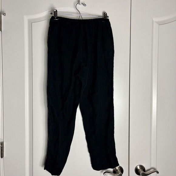 South Street Linen Drawstring Pants Crop High Waisted Black 1/Medium Lagenlook - Picture 2 of 10